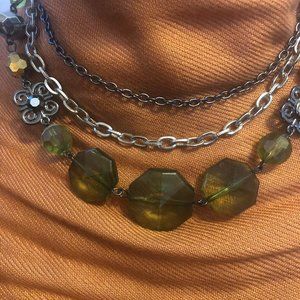 Peridot Multi strand choker with matching earrings